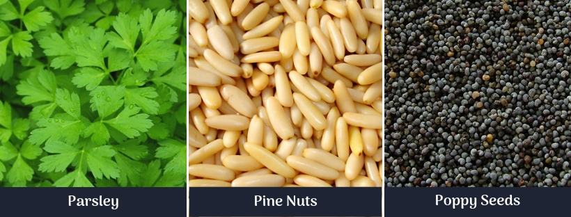 Parsley-pine nuts-poppy seeds